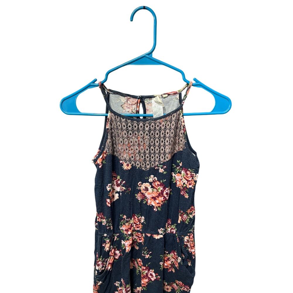 $5/15Navy Floral Romper - L